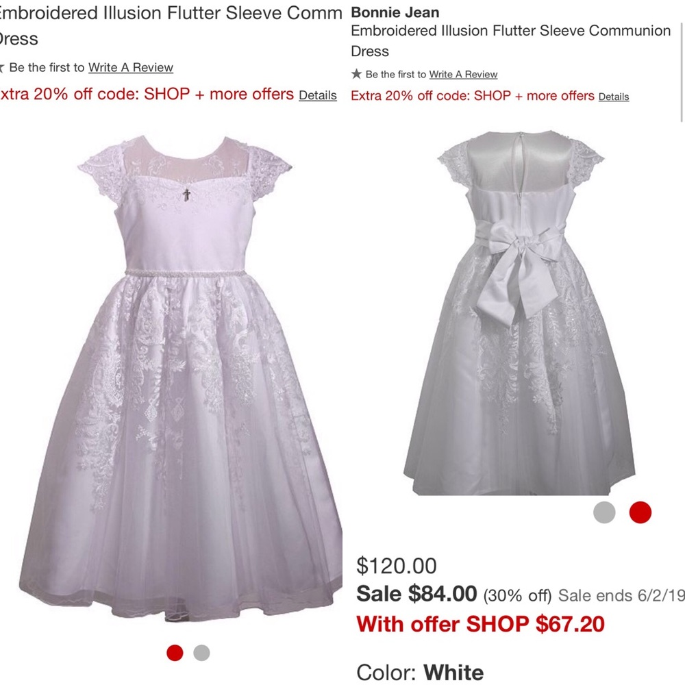Bonnie Jean white Communion dress - size 10